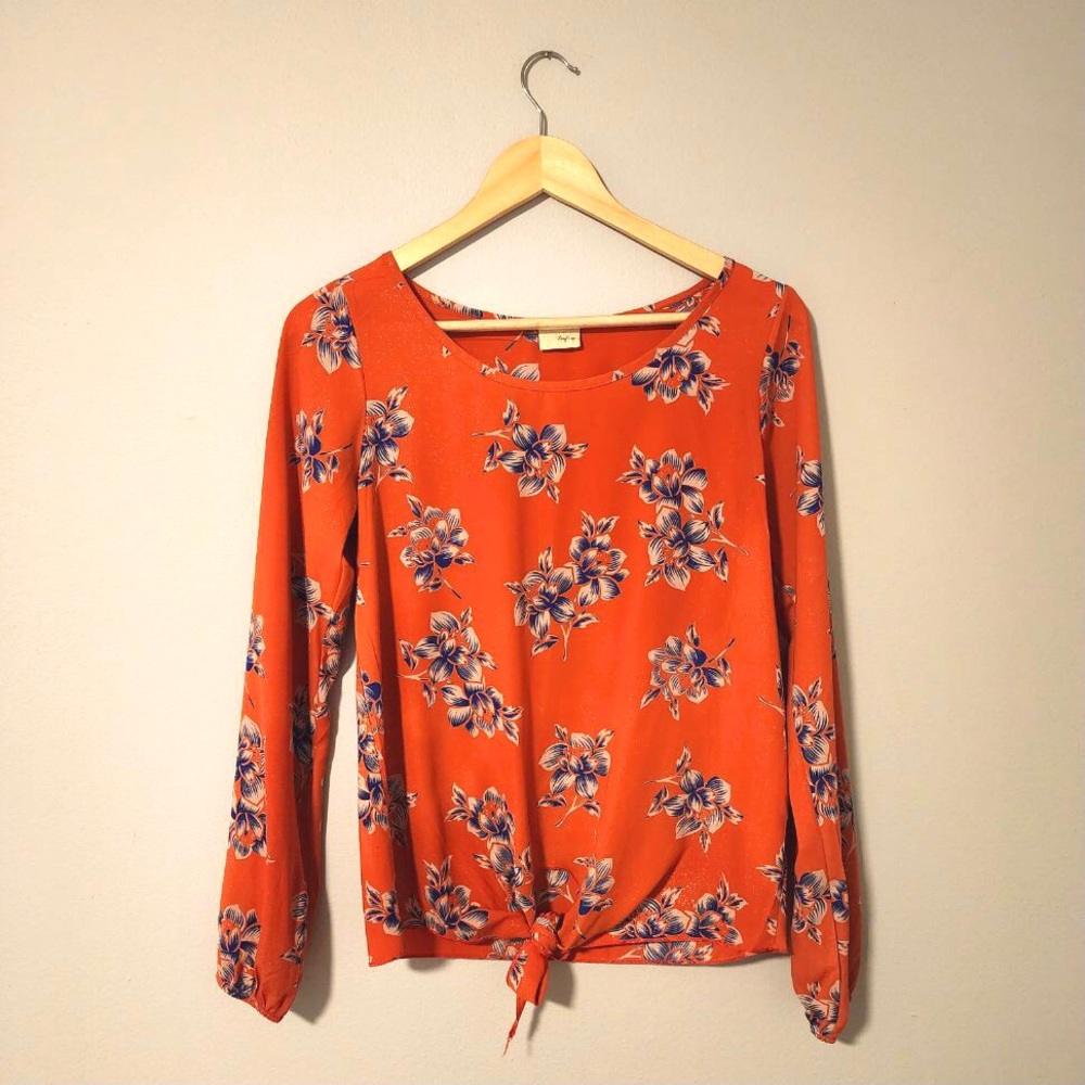 Orange Floral Shirt with Shimmer Daytrip Size Small